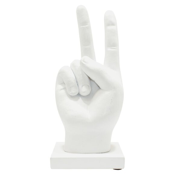 Adam & Friends Home Decor Peace Sign Sculpture | 1-Piece | White - Picture 1 of 3